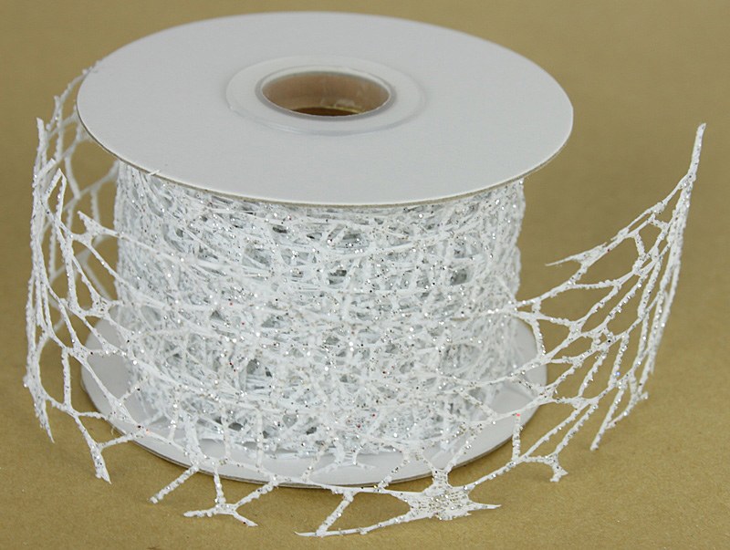 Picture of Mesh Ribbon White Glitter 5cm x 10 Yards